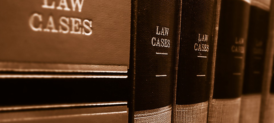 row of books titled "LAW CASES"