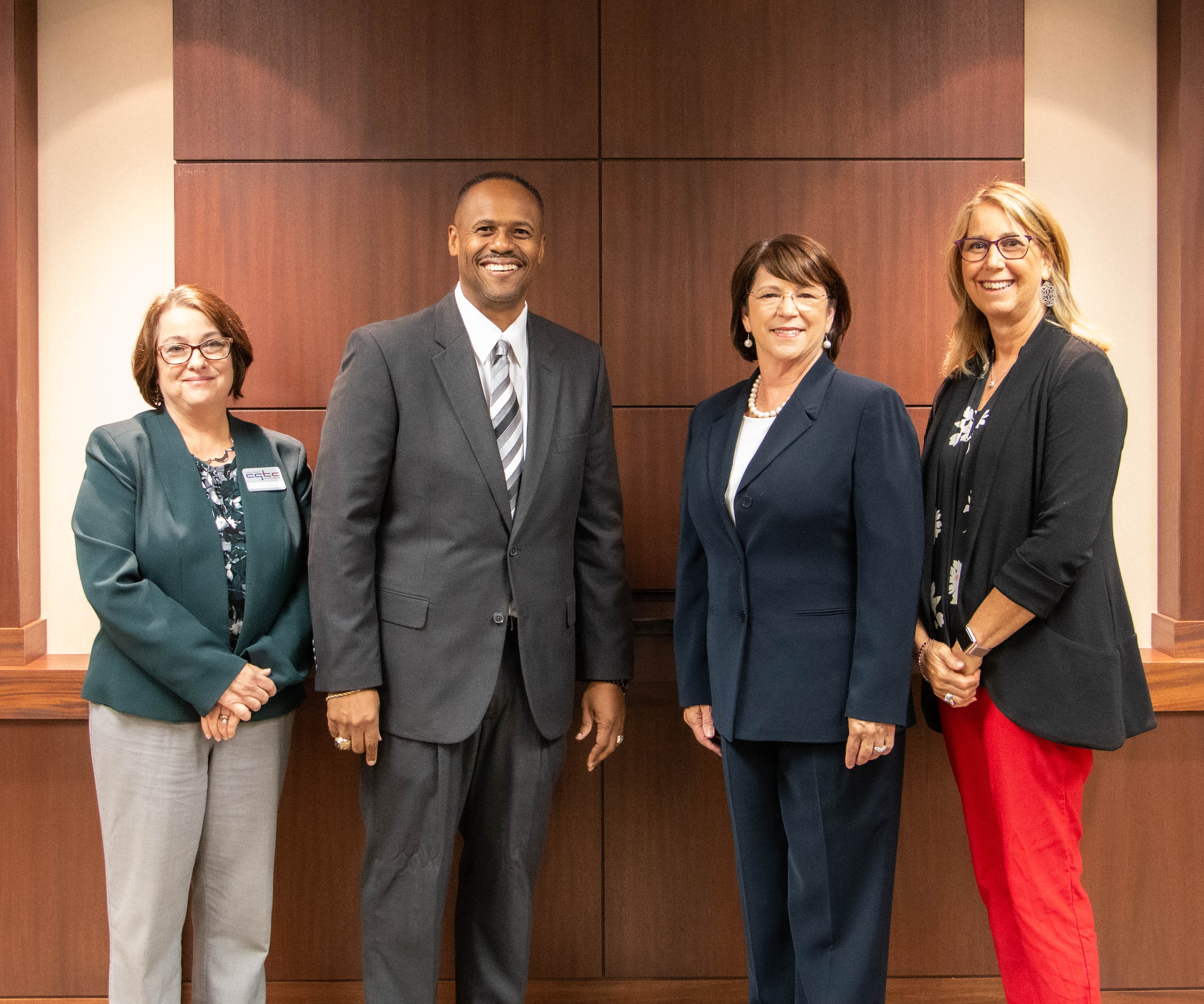 Central Georgia Technical College’s vice president of Academic Affairs, Dr. Amy Holloway and president, Dr. Ivan H. Allen, join Wesleyan College’s president, Dr. Vivia L. Fowler, and provost, Dr. Melody Blake following a historic first articulation agreement signing between the two institutions. 