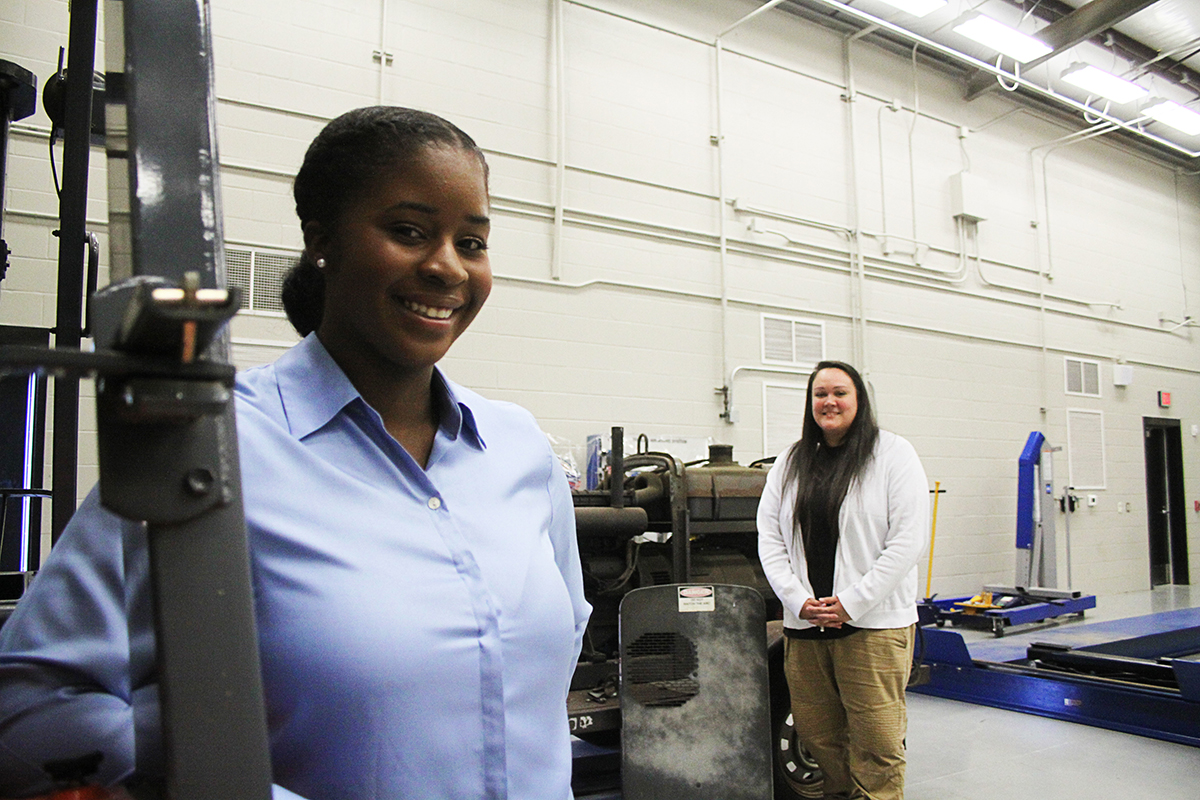 (Left to Right) Tameka Johnson and Brittany Shaw are less than one month into the Diesel Truck Maintenance program at CGTC, overcoming outside expectations for females and facing challenges head-on. 
