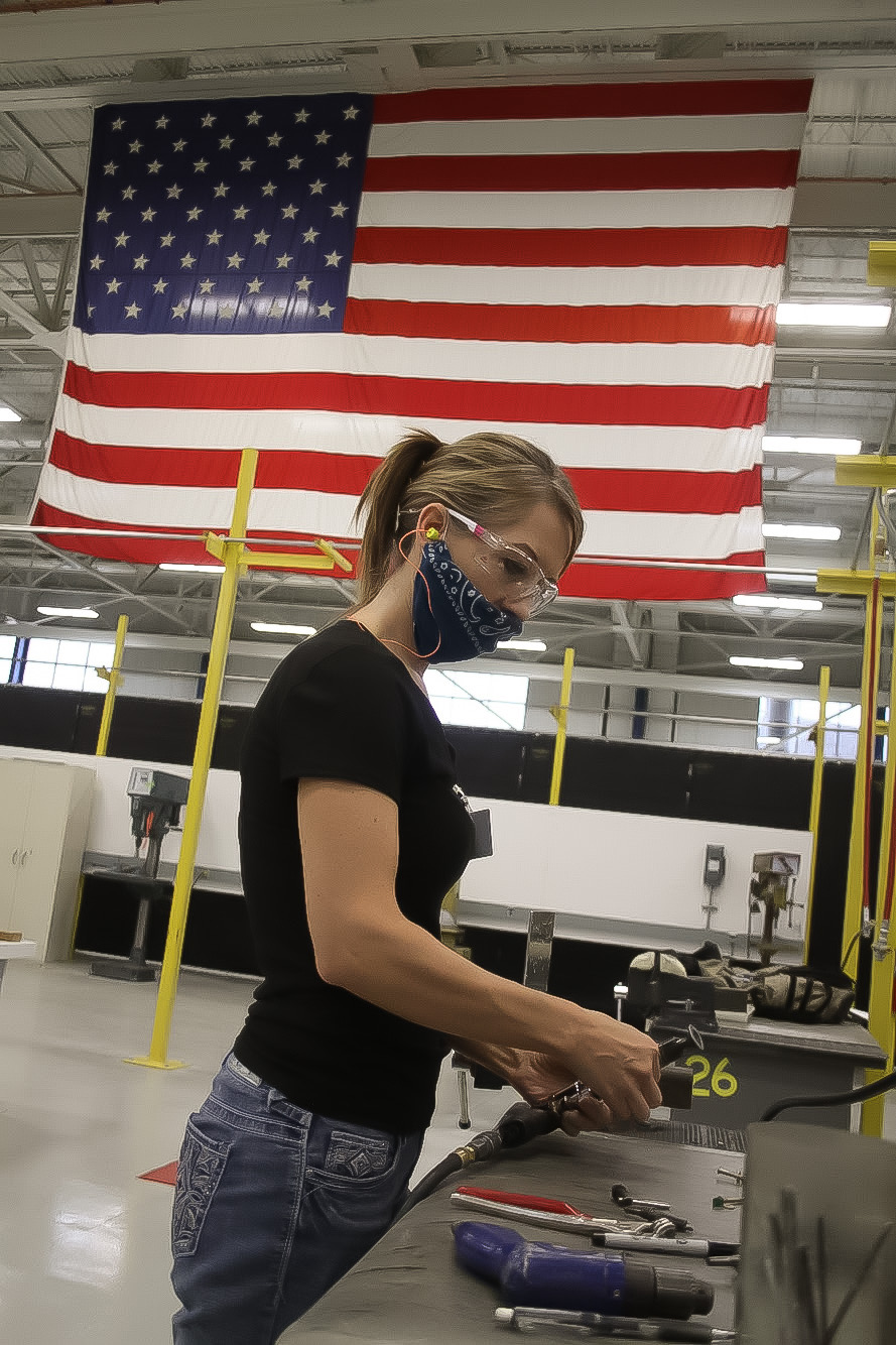 Candace Clifton, has a career as a cake artist, now in her first-year with Aircraft Structural Technology she is learning hands-on what it takes to be successful in the aviation industry, as she finishes spring semester labs delayed due to the COVID-19 pandemic. 