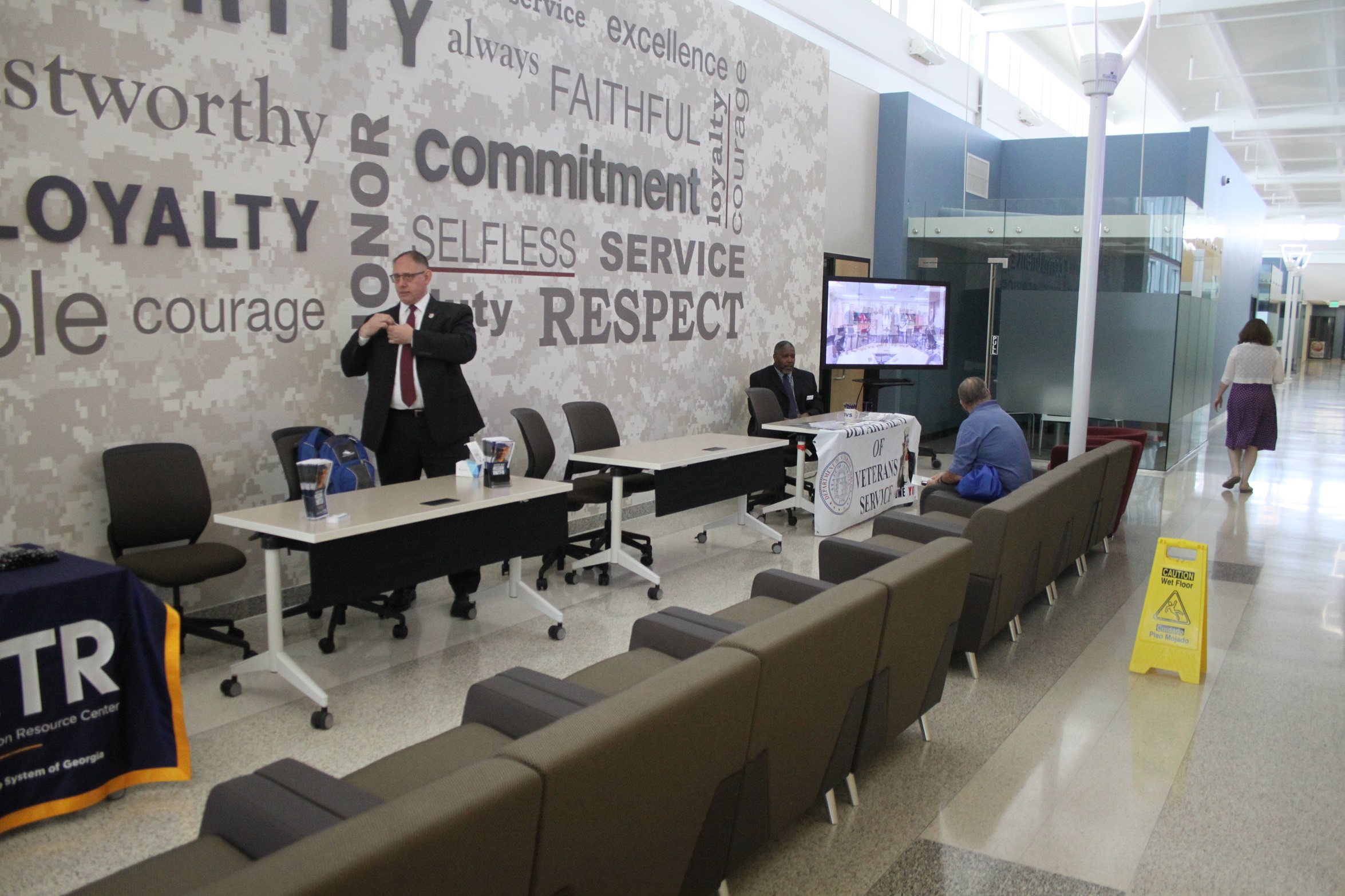 Partner organizations line up during an event at the Georgia VECTR Center. The Georgia VECTR Center opened its doors in August 2016 and has provided over 70,000 services to veterans transitioning from service to civilian.