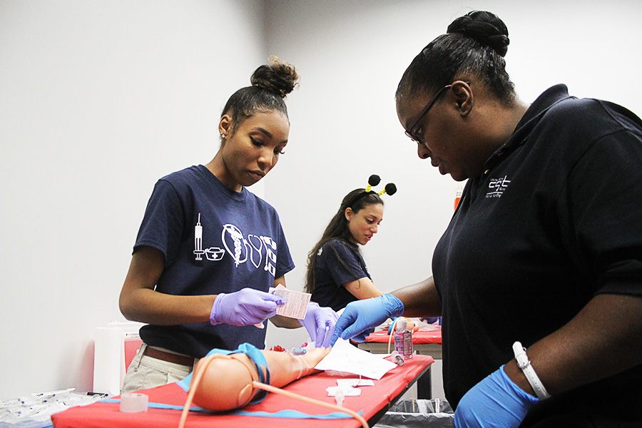 : LPN program students practice skills in Macon. Soon, program students in Macon will be able to advance their nursing knowledge and scope of practice, becoming registered nurses through the Associate of Science in Nursing (ASN) program. 