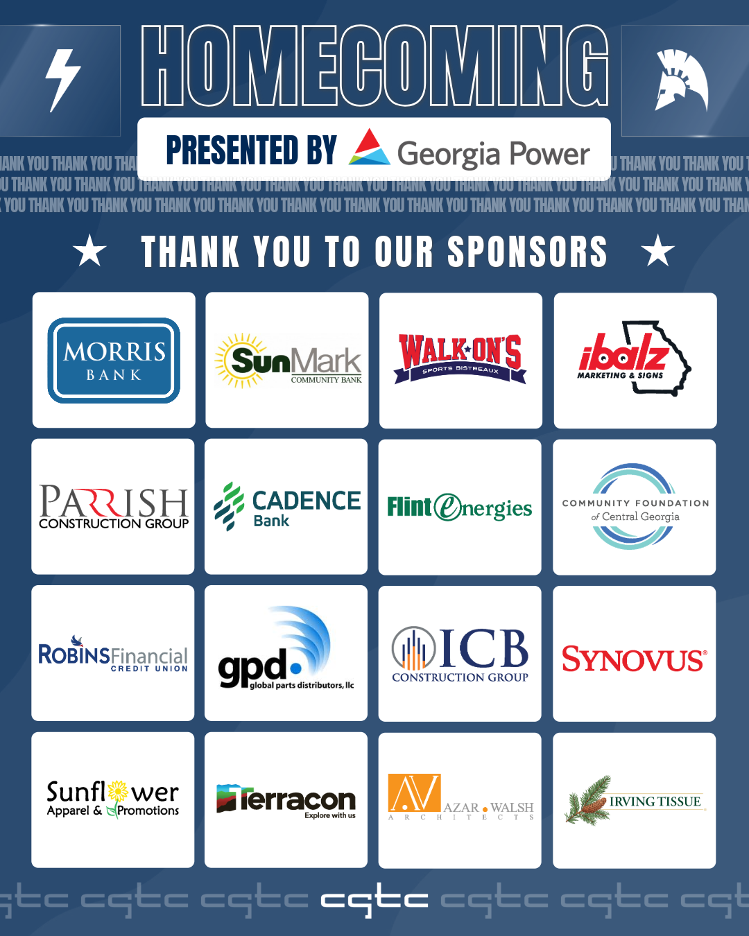 Homecoming Sponsorship Graphic with listed sponsor logos