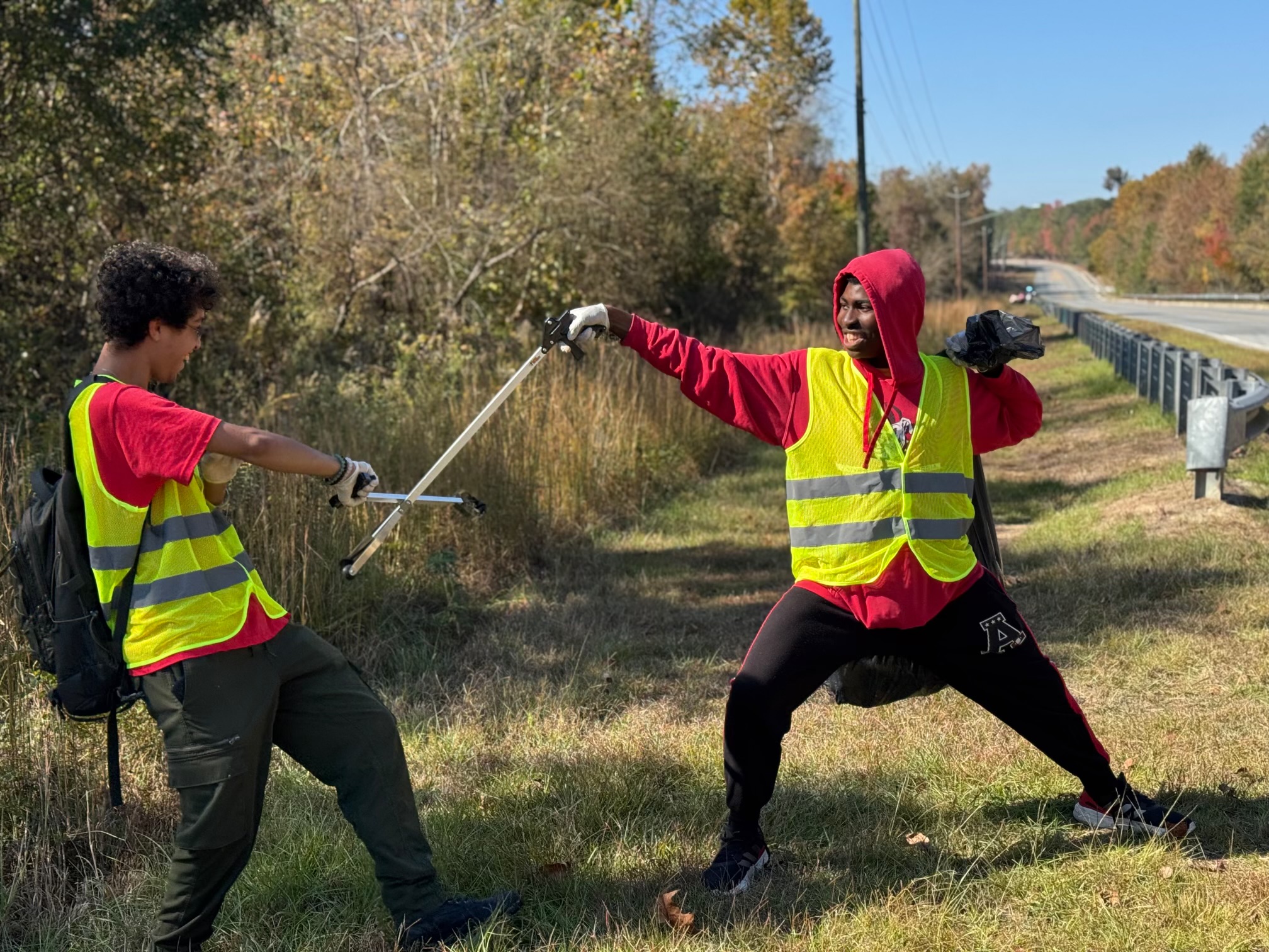  Daniel Nwako (right), who is in the final year of his Design and Media Production program, takes a break from a volunteer street cleaning with the CGTC REACH Organization in Macon. Nwako, like many students, is grateful for the CGTC resources that benefit his success. 
