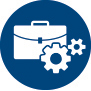 Briefcase and cogs icon