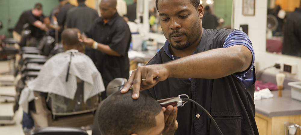 Barbering student