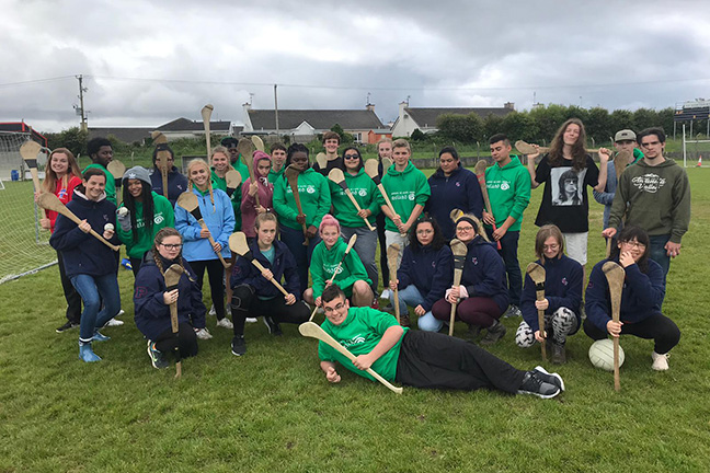 Group of CGTC students playing lacrosse in Ireland